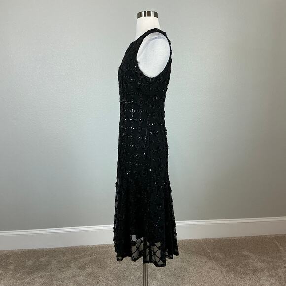Alex Evenings Women's Cocktail Dress Size 8 Black Sequined Sleeveless Mid Sheath - Picture 5 of 14